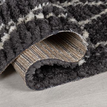Teppich Eleganter SWALE JUNE Teppich, Schwarz-Weiß mit Fransen, KADIMA DESIGN, Rechteckig, Höhe: 20 mm