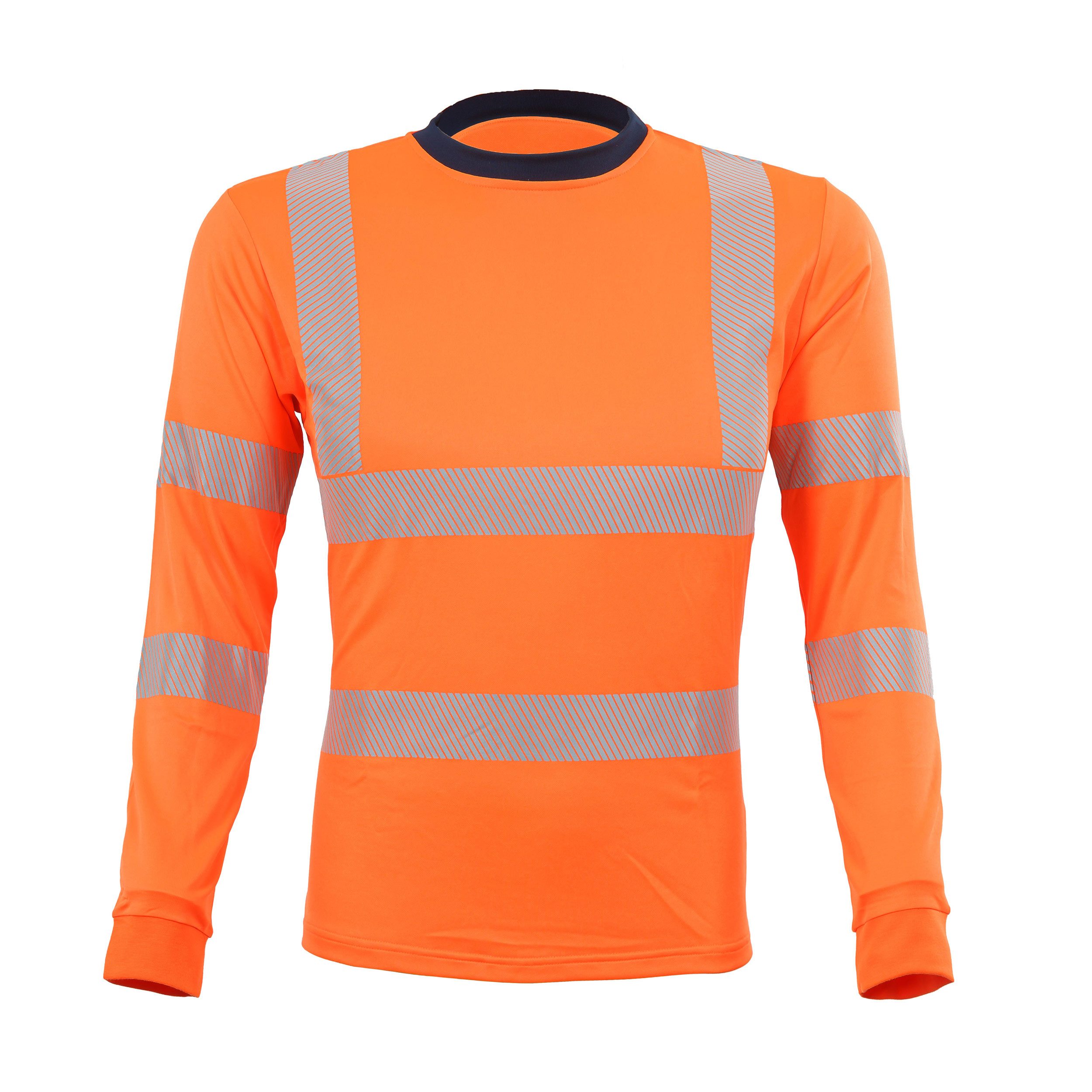 Qualitex Workwear Warnschutz-Shirt signalfarbenes Longsleeve aus Lyocell - UV-Schutz & Zertifizierung (1-tlg) reflektierendes Langarm-Shirt, Warnschutz-Arbeitsshirt, Atmungsaktiv