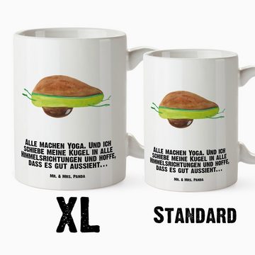 Mr. & Mrs. Panda Tasse Avocado Yoga - Weiß - Geschenk, Avocado Yoga Vegan, XL Becher, Humor, XL Tasse Keramik, Liebevolles Design