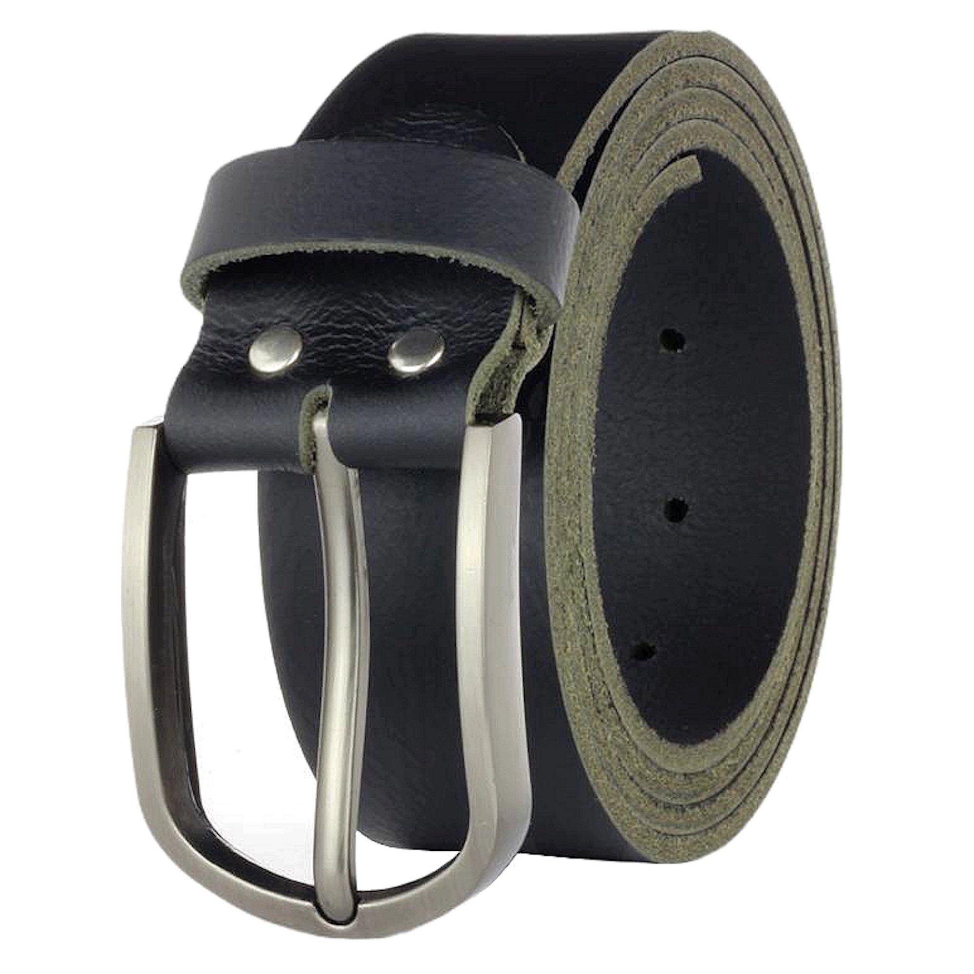 Manza Ledergürtel Gürtel Ledergürtel Schwarz 4cm breit Vollleder Jeansgürtel Unisex Kürzbar