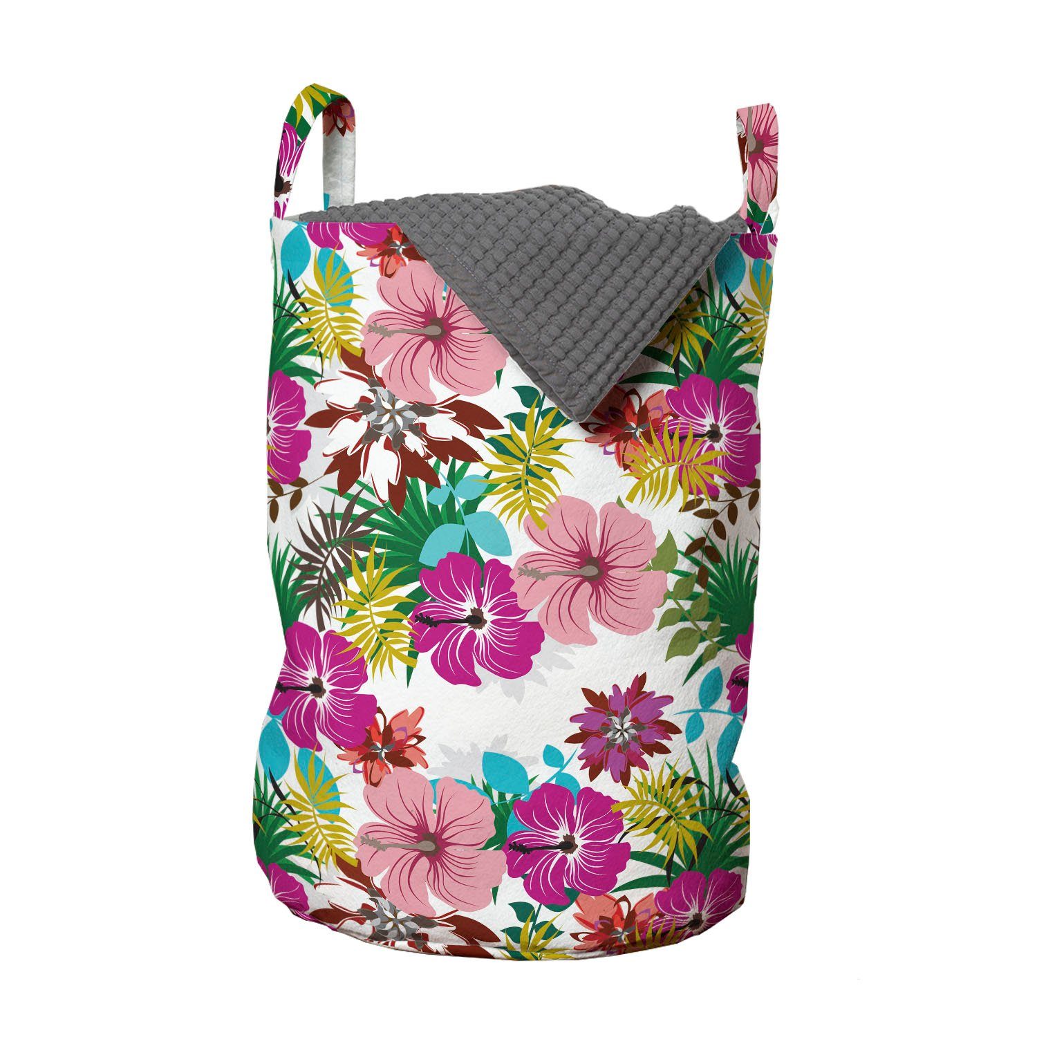 Abakuhaus Wäschesäckchen Wäschekorb mit Griffen Kordelzugverschluss für Waschsalons, Blumen Tropical Hawai Blumen