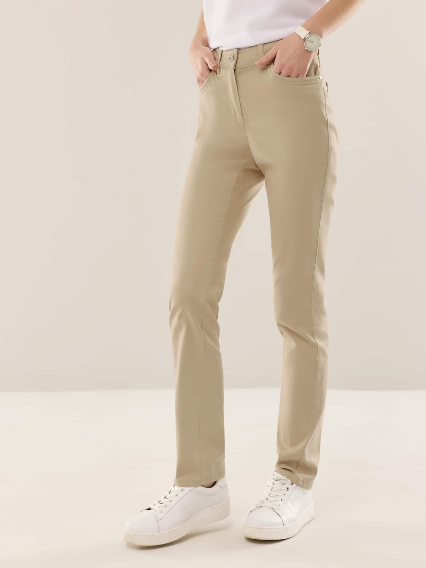 Walbusch Stoffhose Damen Extraglatt Baumwollhose Regular Fit bügelfrei Atmungsaktiv und softer Griff, dehnbarer Comfort-Bund, 2 Gesäßtaschen