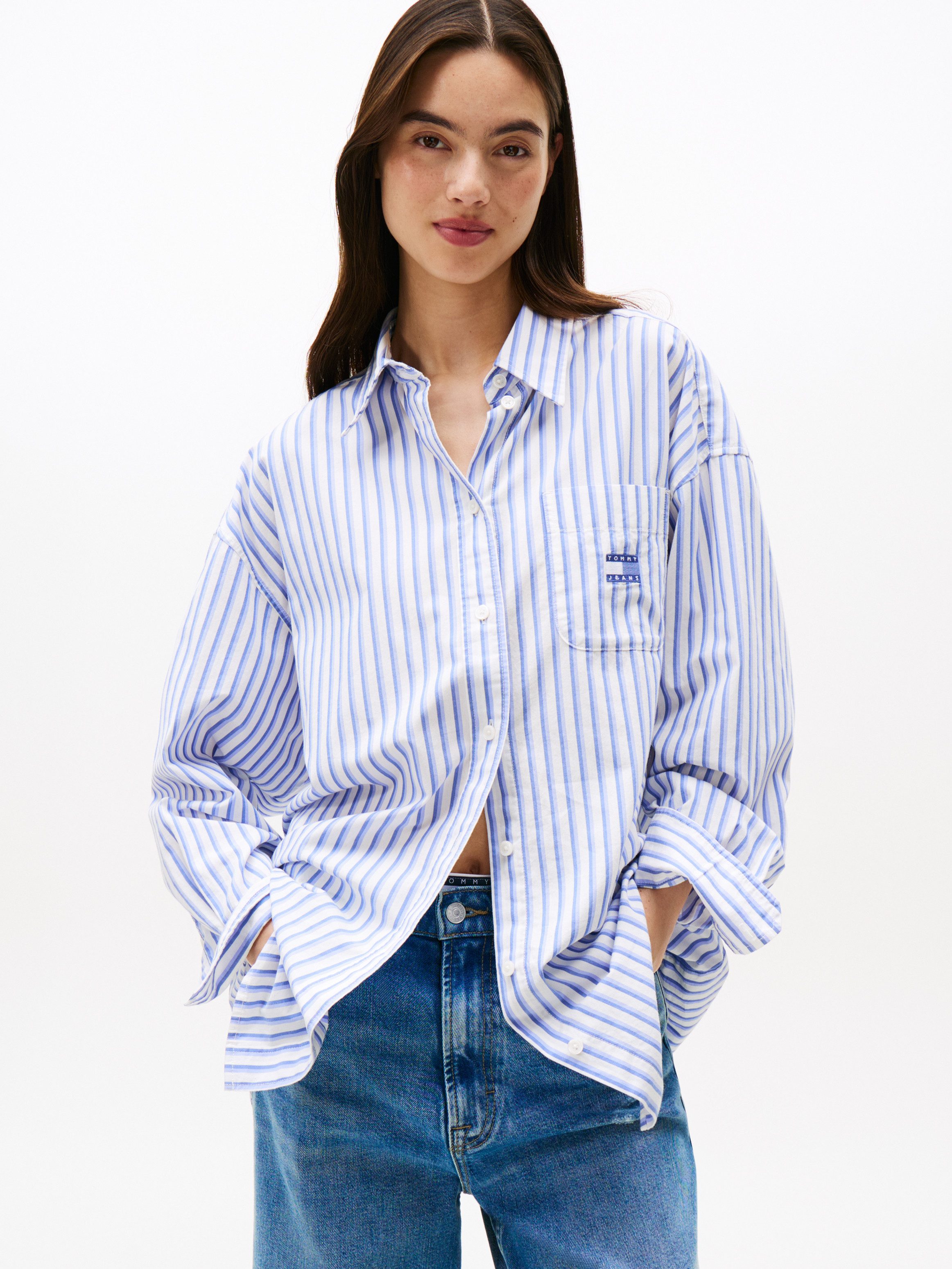Tommy Jeans Hemdbluse TJW OVS BADGE STRIPE SHIRT günstig online kaufen