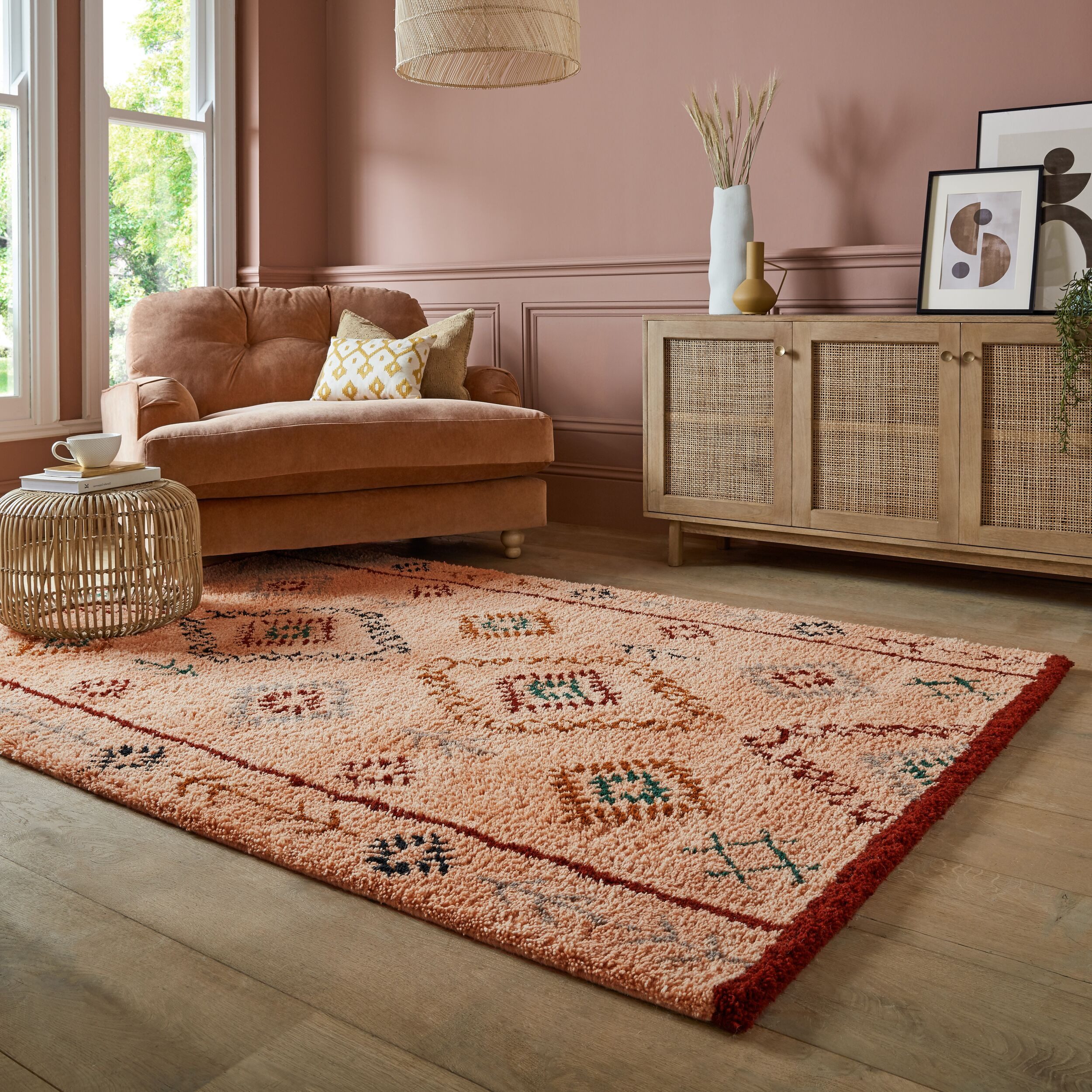 FLAIR RUGS Wollteppich Sahara Shaggy, rechteckig, Höhe: 25 mm, Sahara Shaggy Teppich aus Berberwolle