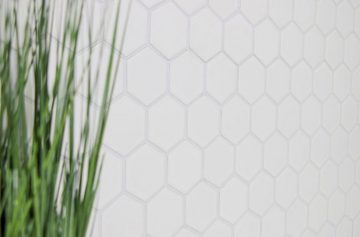 Mosani Mosaikfliesen Sechseck Mosaik Fliese Keramik weiß glänzend Küchenrückwand Wand