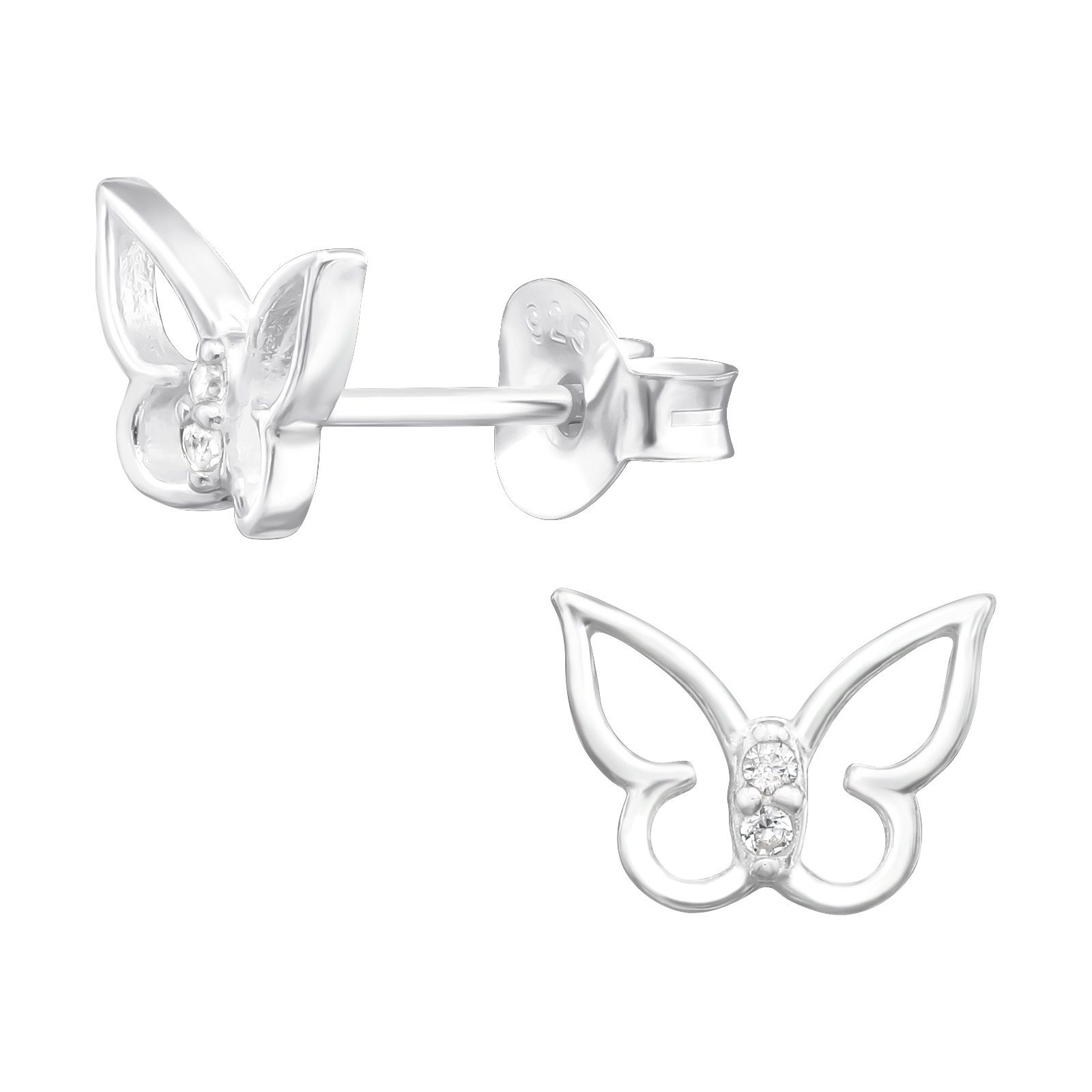 ALEXANDER 925 Design Sterling Paar YORK Silber cut-out 2-tlg. Zirkonia, (Ohrstecker), Ohrstecker SCHMETTERLING