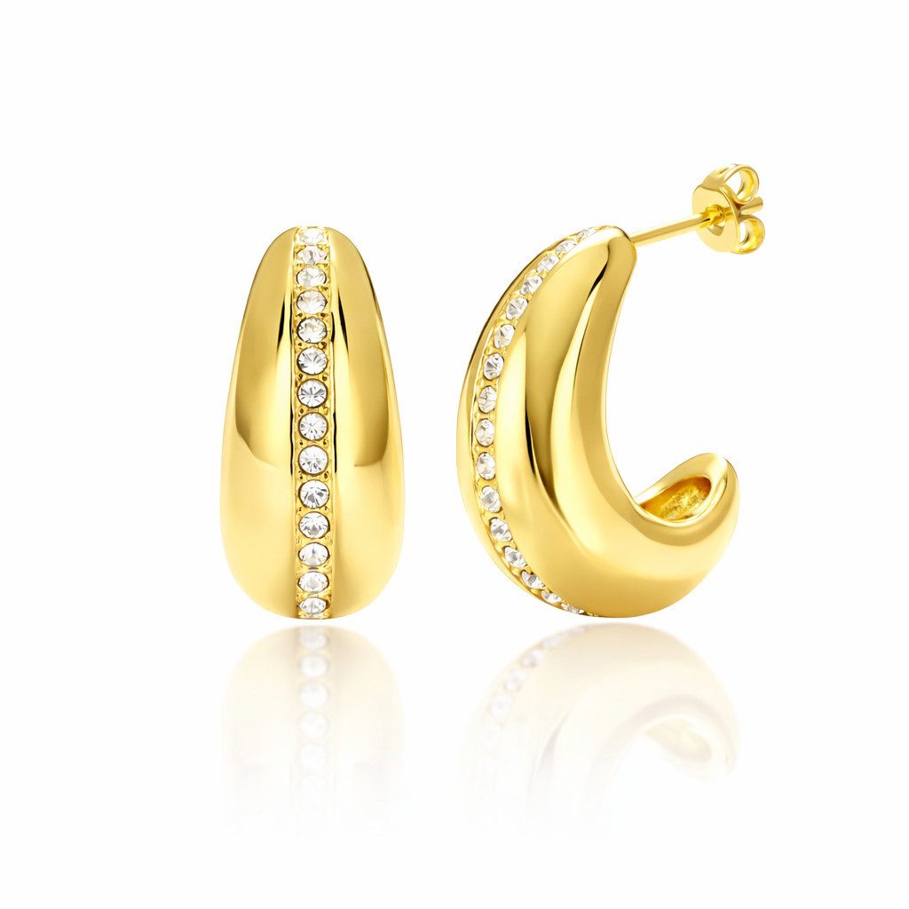 ROUGEMONT Paar Creolen Statement Damen Creolen Ohrringe Ear Drops wasserfest, Spiegelnder Hochglanz-Finish