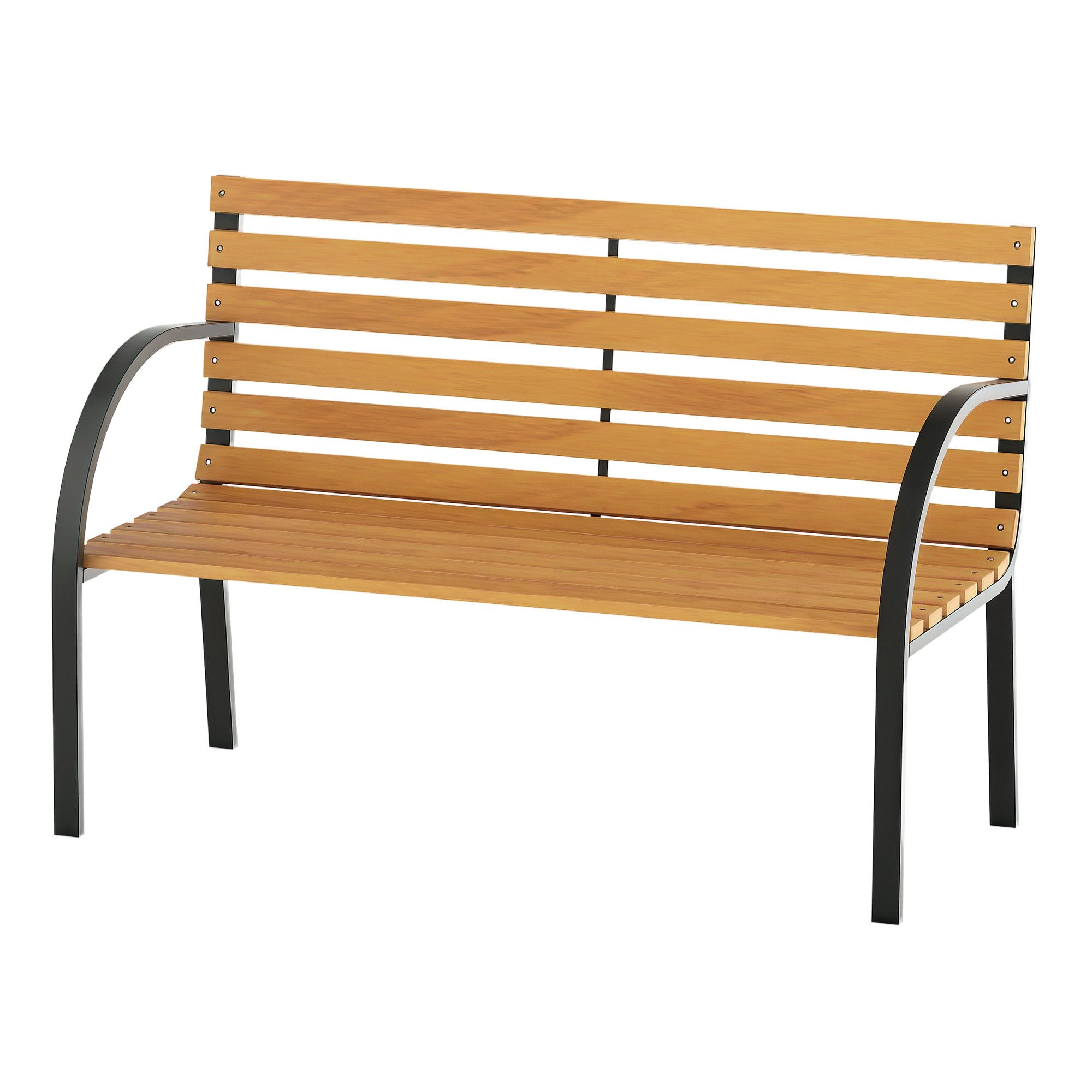 Outsunny Bank Parkbank 2-Sitzer Garten (Gartenbank, 1-St., Sitzbank), tahl+Kiefernholz Natur 122 x 60 x 83 cm