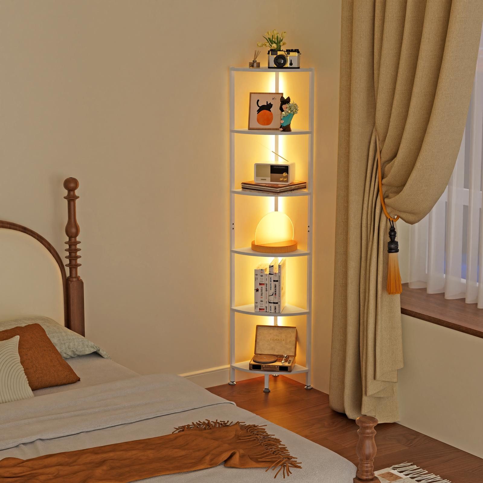 JEOBEST Eckregal 6-stöckiges Bücherregal, Standregal, Leiterregal, Aufbewah günstig online kaufen