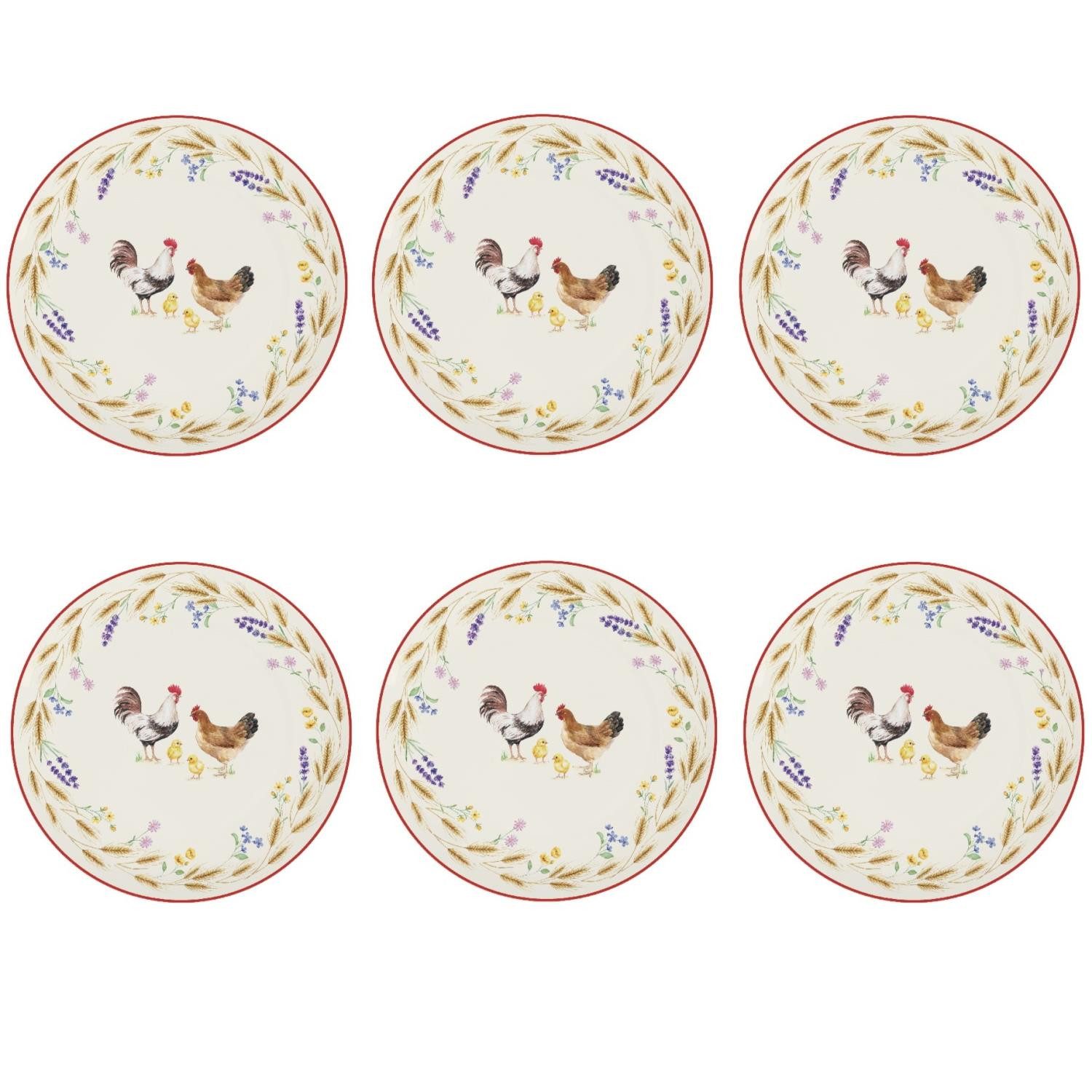 EasyLife Kuchenteller Country Life, Spülmaschinengeeignet, Mehrfarbig, Motiv: Hühner