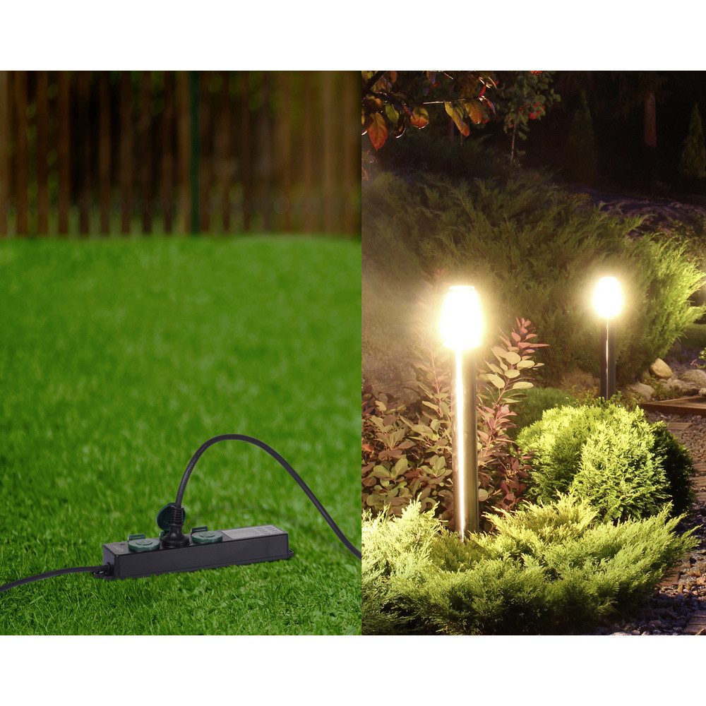 Sygonix Sygonix SY-6786454 Gartensteckdose mit Zeitschaltuhr 3fach Schwarz, Gr Steckdosenleiste (Kabellänge 1.40 m) – Bild 3 von 5