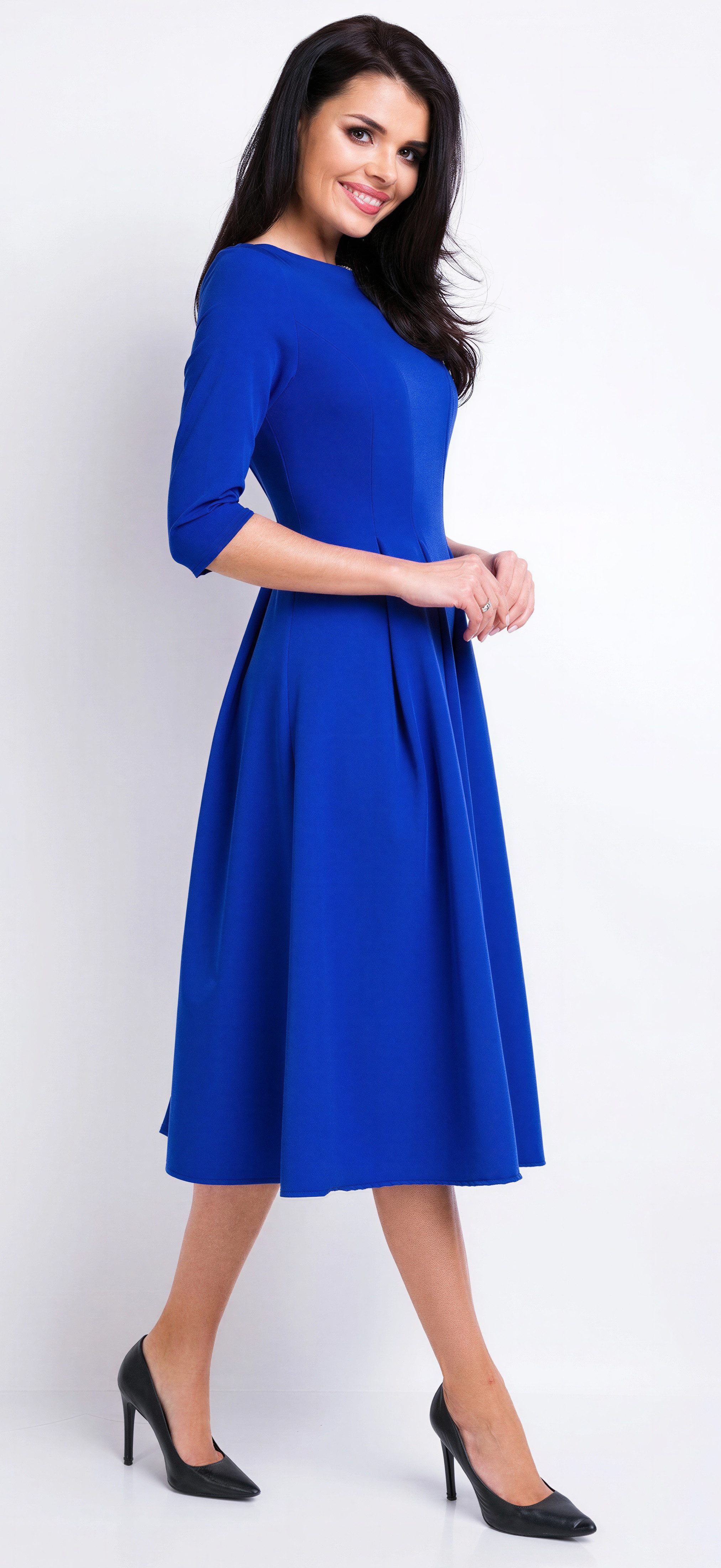 Awama Abendkleid mit ausgestelltem Rock und 3/4-Ärmeln