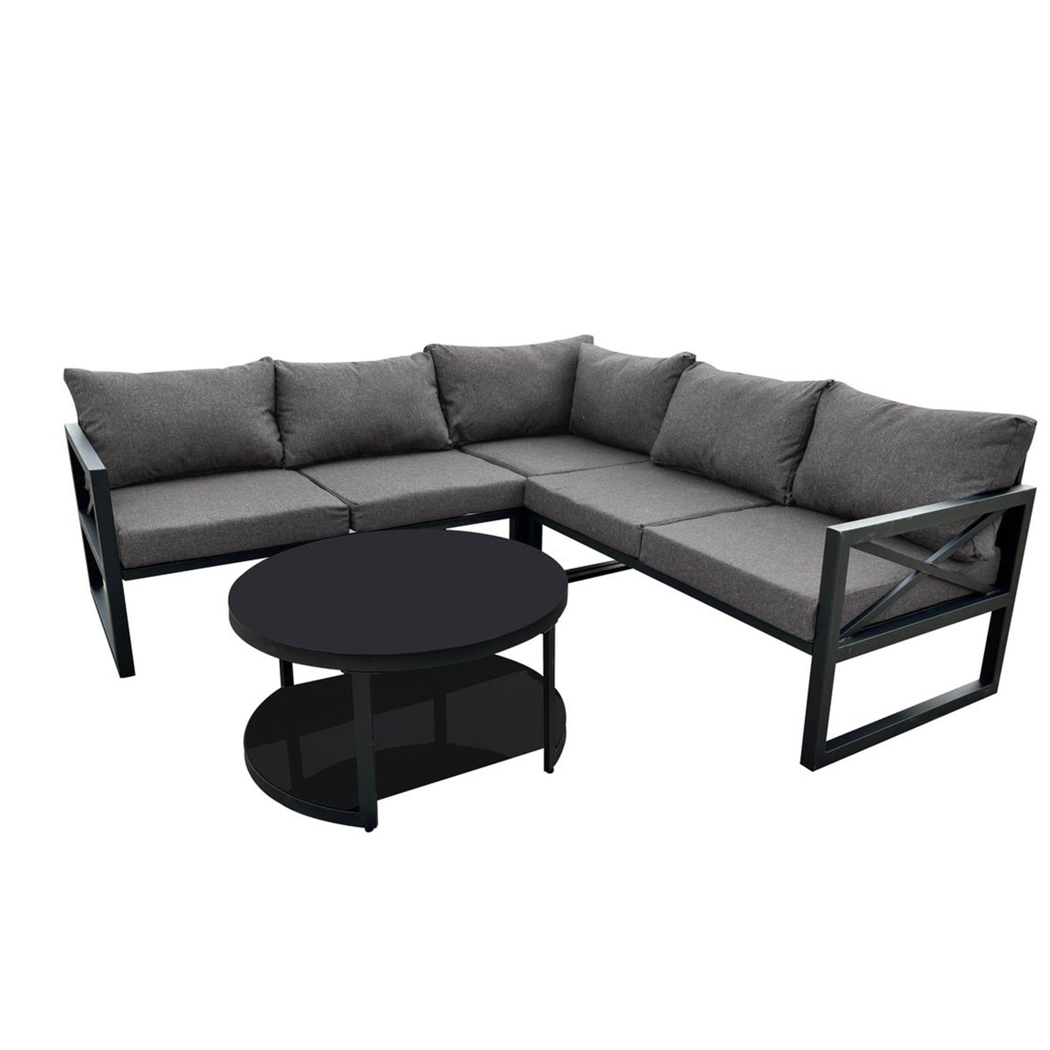 Happy Home Gartensofa Gartensofa Ecklounge Set Loungemöbel mit Tisch für Terrasse Garten