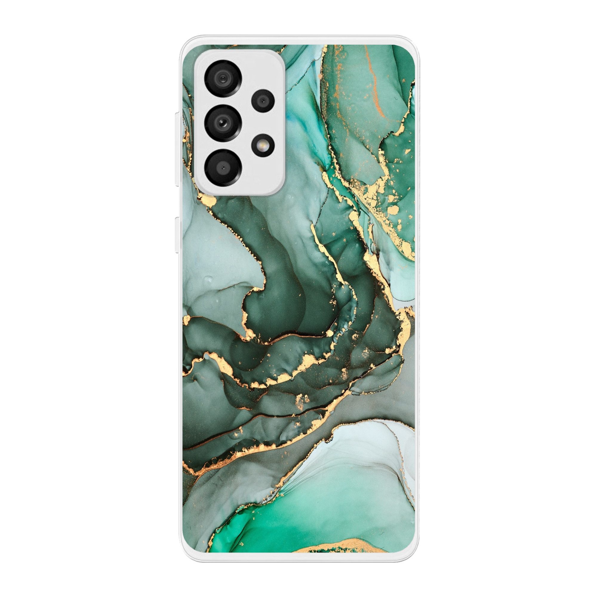 MuchoWow Handyhülle für Samsung Galaxy A33 Gold - Marmor - Grün - Luxus - Marmoroptik - Gr, Smartphone-Bumper, Print, Handy Schutzhülle Dünn