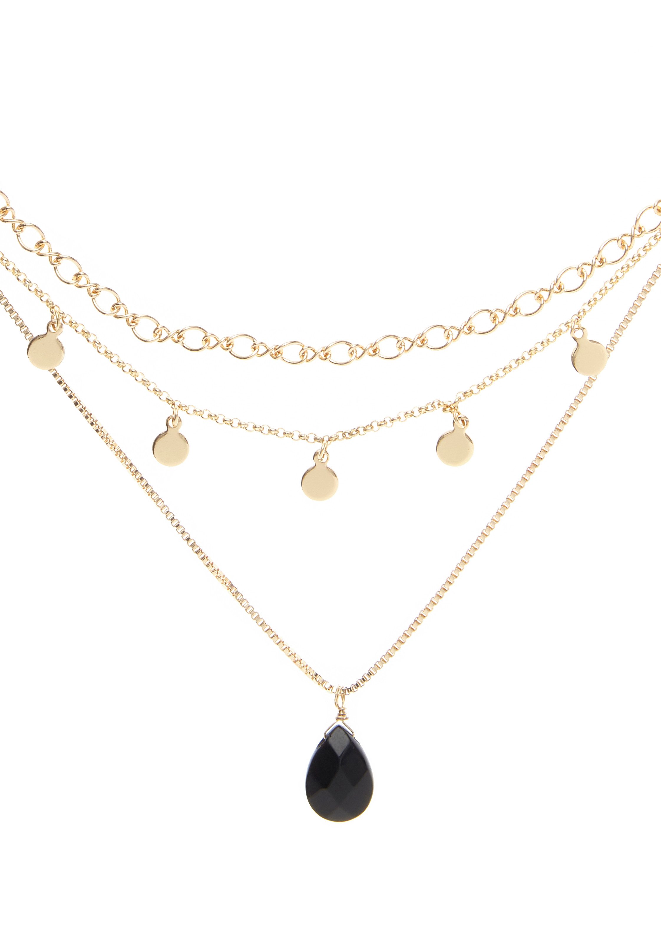 LASCANA Kette mit Anhänger, mit Natursteinanhänger, mehrreihiges Kettenset,Halskette, Halsschmuck