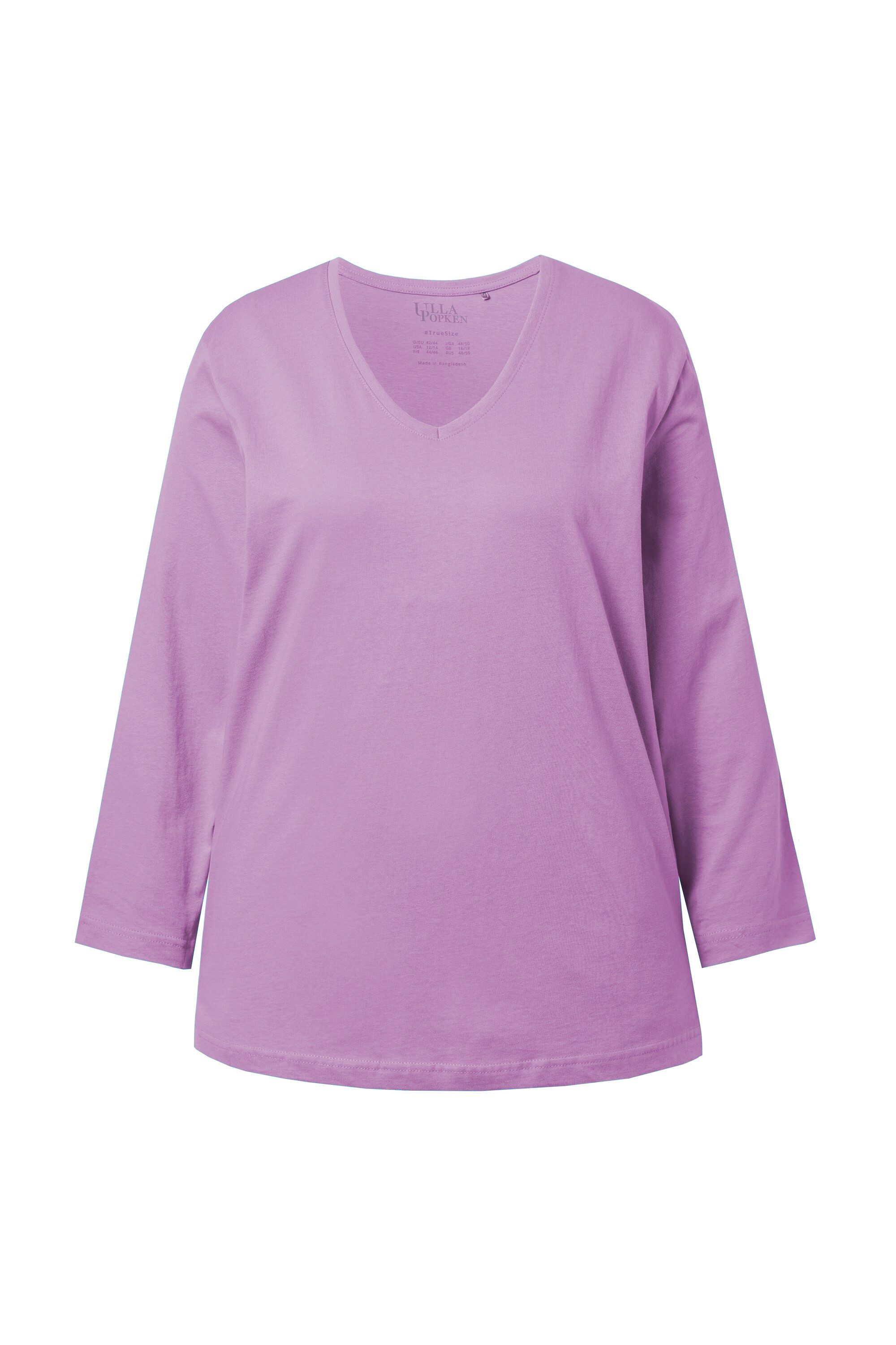 Ulla Popken T-Shirt Shirt V-Ausschnitt Relaxed Langarm günstig online kaufen