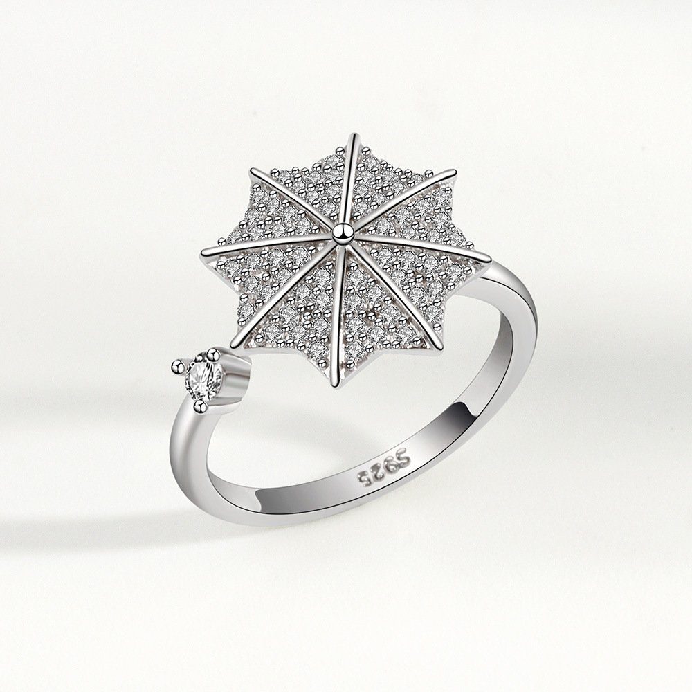 Haiaveng Fingerring Silber verstellbarer Zirkonia Ringe, Damen, Umbrella Ring S925 für Sterling Anti-Angst-Ring Kleiner Ringe