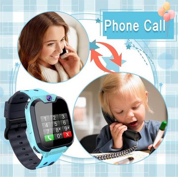 PTHTECHUS Smartwatch (1,55 Zoll), Kinder Uhr Telefon 7 Spiel 1 GB Micro SD Enthalten Kamera 3-12 Jahre