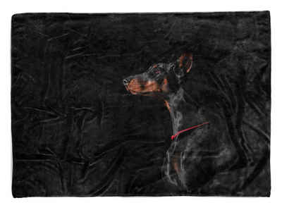 Sinus Art Handtücher Handtuch Strandhandtuch Saunatuch Kuscheldecke mit Tiermotiv Dobermann Hund, Baumwolle-Polyester-Mix (1-St), Handtuch
