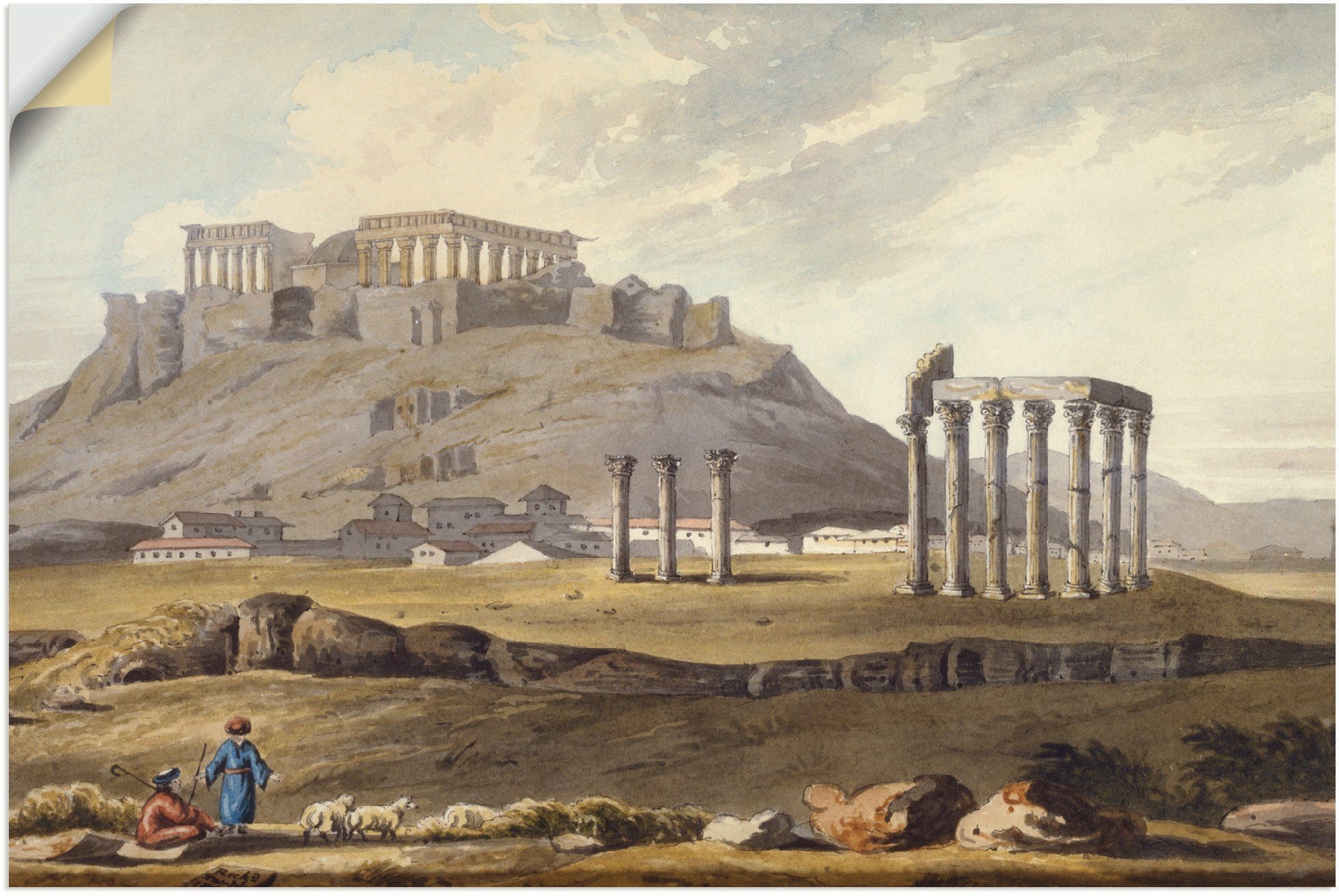 Größen Wandaufkleber Der Tempel St), Leinwandbild, olympischen Artland Poster (1 Zeus, des Alubild, Gebäude oder versch. Wandbild in als