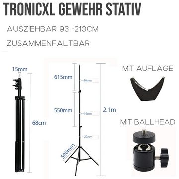 TronicXL 210cm Stativ + Kugelkopf + Gewehrauflage Pirschstock Zielstock Halter Säulenstativ