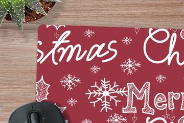 MuchoWow Gaming Mauspad Muster - Schnee - Weihnachten - Zitate (1-St), Mousepad mit Rutschfester Unterseite, Gaming, 40x40 cm, XXL, Großes