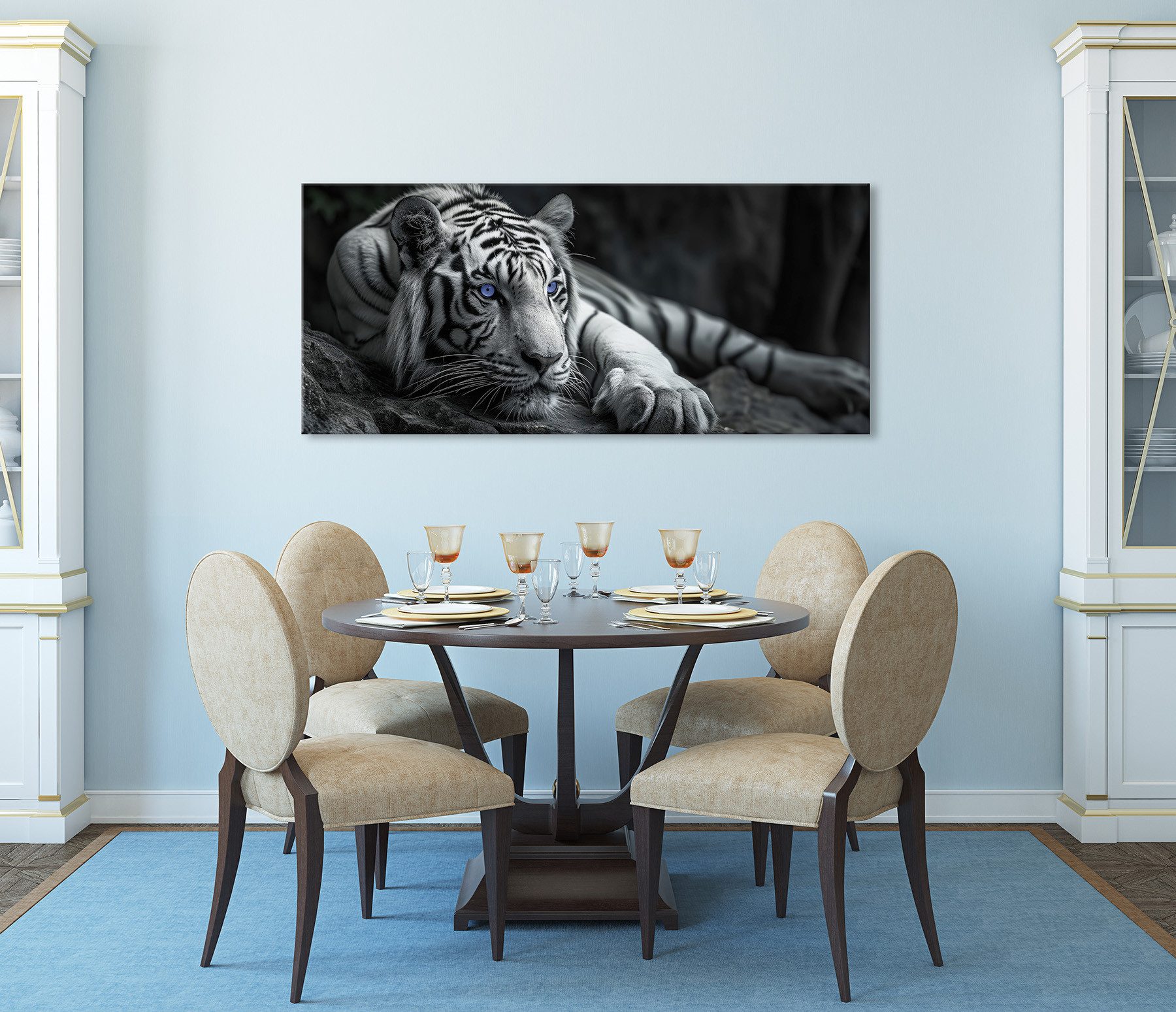 Bönninghoff Leinwandbild Wandbild TIGER XXL 60x140 cm – Leinwandbild Keilrahmen Deko modern, Raubkatzen, Tiere, Tiger, Wildtiere (1 St), auf Keilrahmen gespannt – Bild 4 von 5