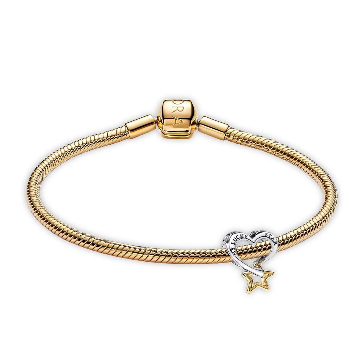 Pandora Armband 68610, für Damen Glücksstern und Herz Goldfarben Starter-Set