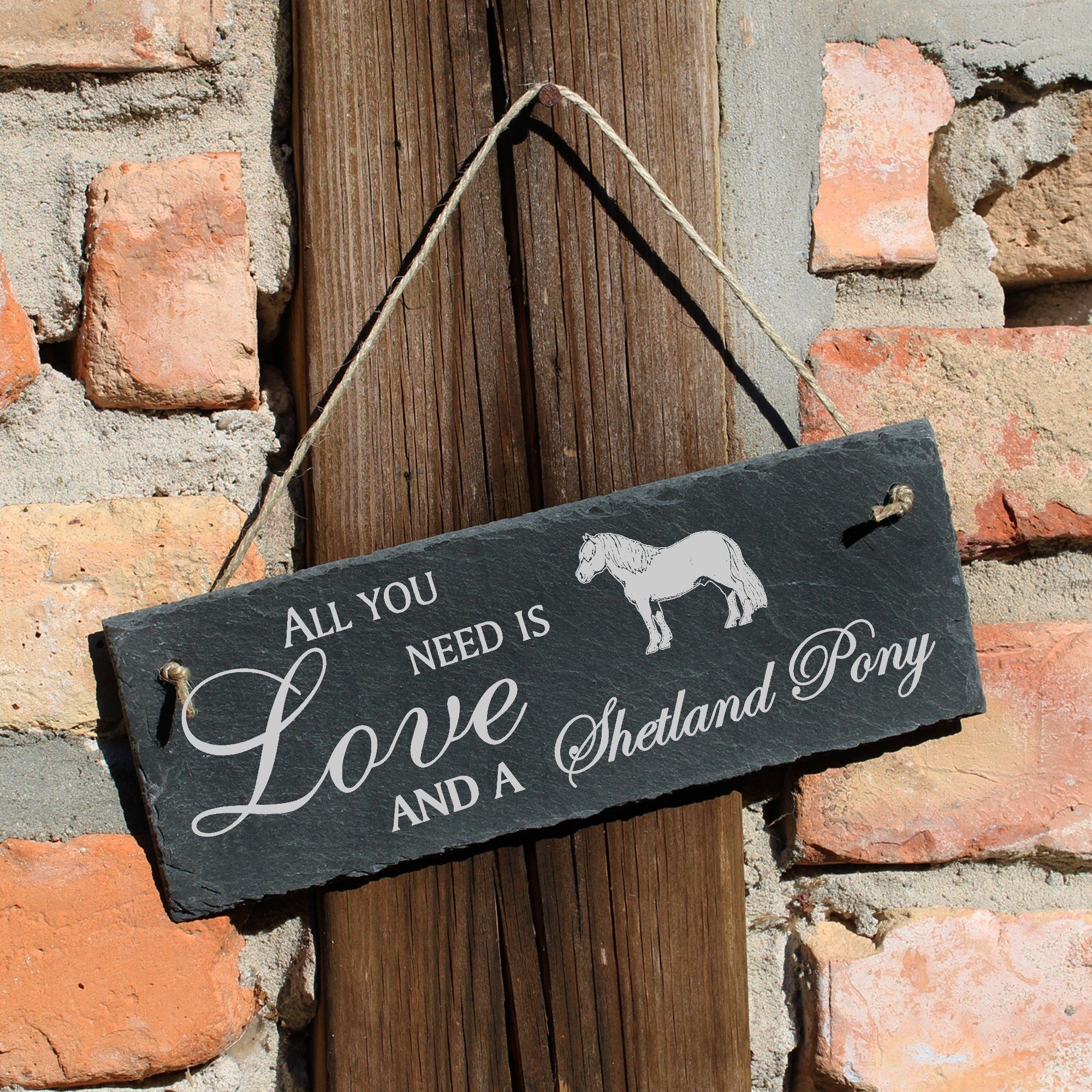 Pony Hängedekoration Pferd All you Shetland Dekolando need Love is a and 22x8cm Shetlandpony