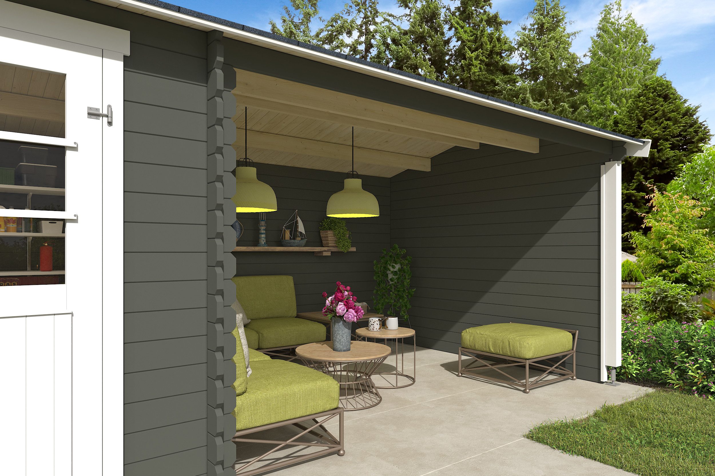 Nordic Holz Gartenhaus-Seitenwand Serien Tampa, St.Louis, Novia Polus, Jelle Plus, Ivana, BxH:295x182,4 cm, Zubehör für Gartenhäuser mit Anbau