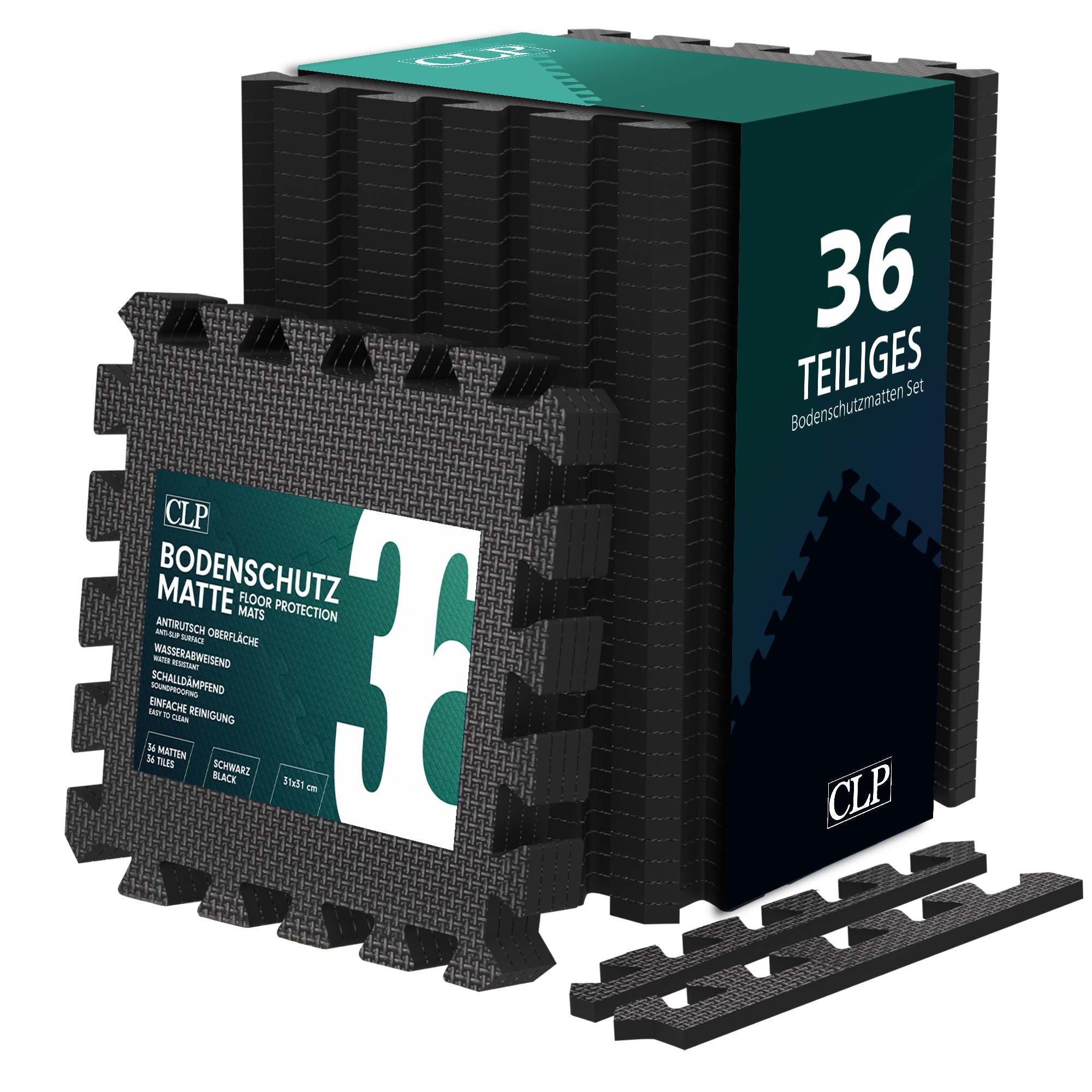 CLP Bodenschutzmatte Puzzlematte 30x30 cm, 36-St., rutschfest, für indoor u günstig online kaufen