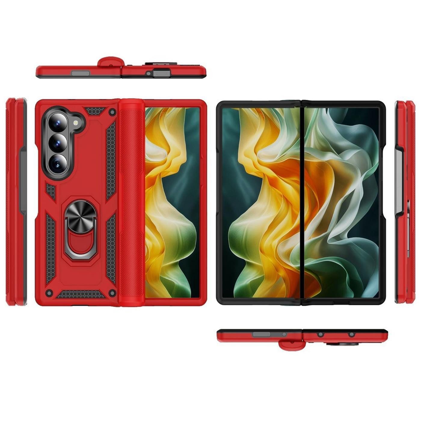 CoolGadget Handyhülle Armor Shield Case für Samsung Galaxy Z Fold 6 7,6 Zoll, Outdoor Cover Magnet Ringhalterung Handy Hülle für Galaxy Z Fold 6 5G