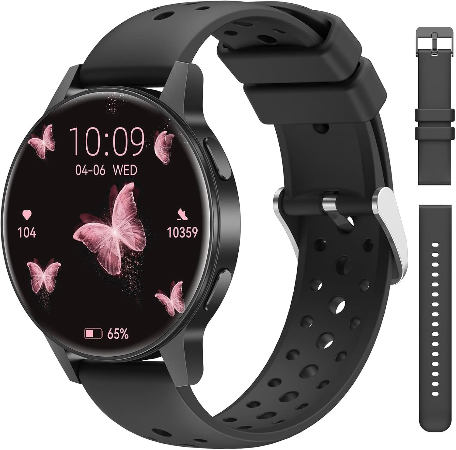 RifePhi I181 Smartwatch (1,27 cm, Android iOS), Smartwatch Damen mit Sprachsteuerung Zyklustracker und Anruffunktion