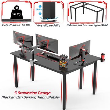 Dripex Eckschreibtisch Dripex Gaming Tisch L Form Eckschreibtisch Schreibtisch L-förmiger, Lange 155cm, Breite 110cm, Tiefe 77.5cm, Kohlefaser-Oberfläche