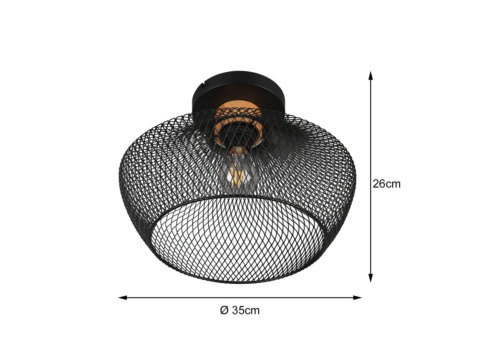 Treppenhaus Gitter-lampe Ø Warmweiß, 35cm Deckenleuchte, meineWunschleuchte Industriedesign LED LED für Lampenschirm Dimmfunktion, wechselbar,