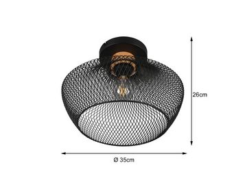 meineWunschleuchte LED Deckenleuchte, Dimmfunktion, LED wechselbar, Warmweiß, Industriedesign Gitter-lampe für Treppenhaus Lampenschirm Ø 35cm