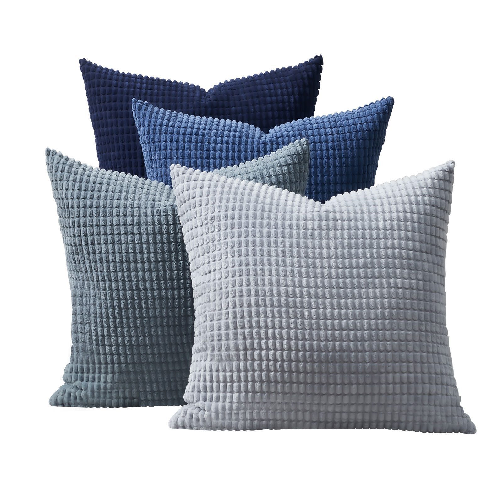 Topfinel Kissenbezug Dekokissenbezug 4er Set 40x40cm aus Cord Samt-Farbverlauf & Weich, Stilvoll & Pflegeleicht & Maschinenwaschbar für Sofa & Wohnzimmer