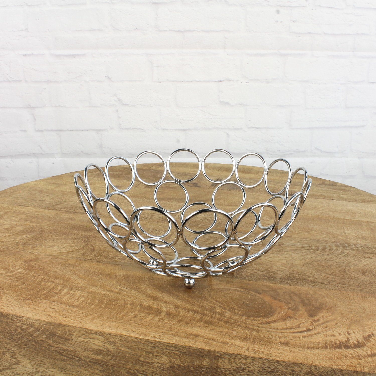 Macosa Home Dekoschale Silber metall 25 cm Brotkorb modern Tischdeko, Tisch günstig online kaufen