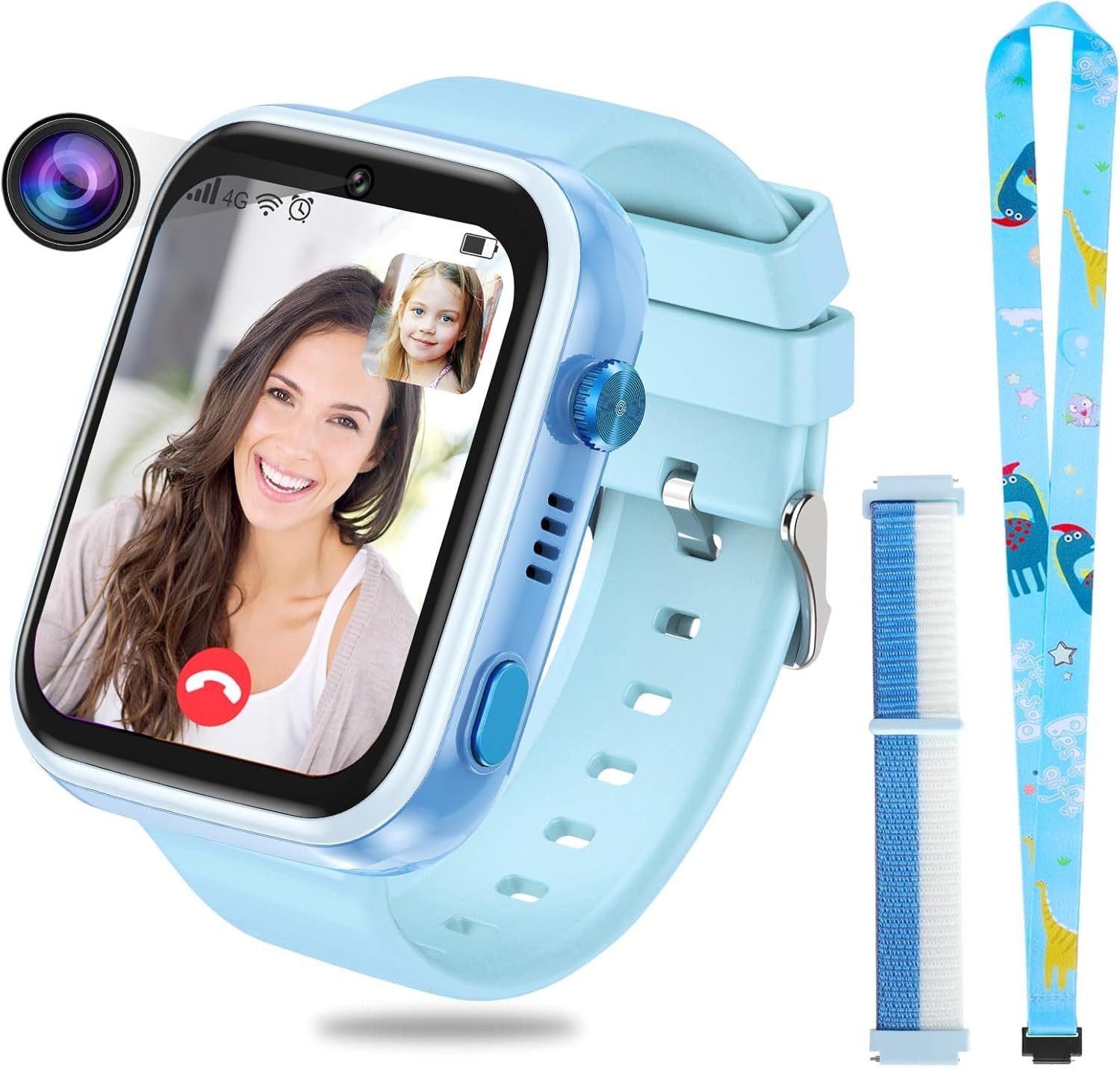 OKYUK D-T18 Smartwatch (4,6 cm, sim-karte), Kinder Smartwatch 4G GPS