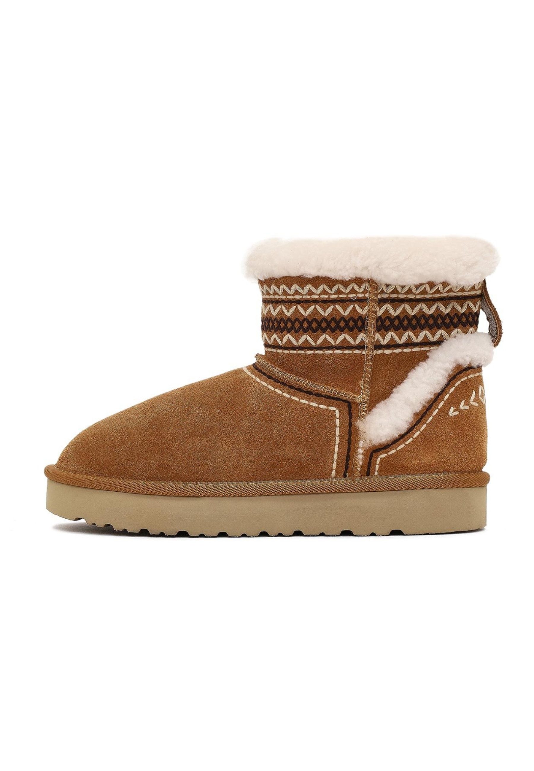 Teddy-Stiefel aus Veloursleder Ankleboots