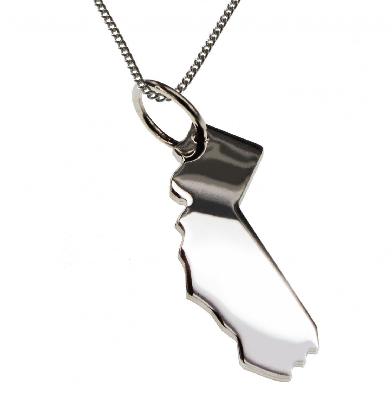 Kette mit Anhänger 50cm Halskette + Kalifornien Anhänger in massiv 925 Silber