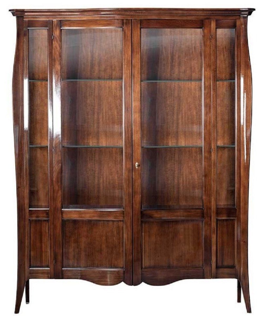 Casa Padrino Vitrine Luxus Art Deco Vitrine Braun 170 x 50 x H. 215 cm - Massivholz Vitrinenschrank mit 2 Glastüren - Luxus Art Deco Wohnzimmer Möbel