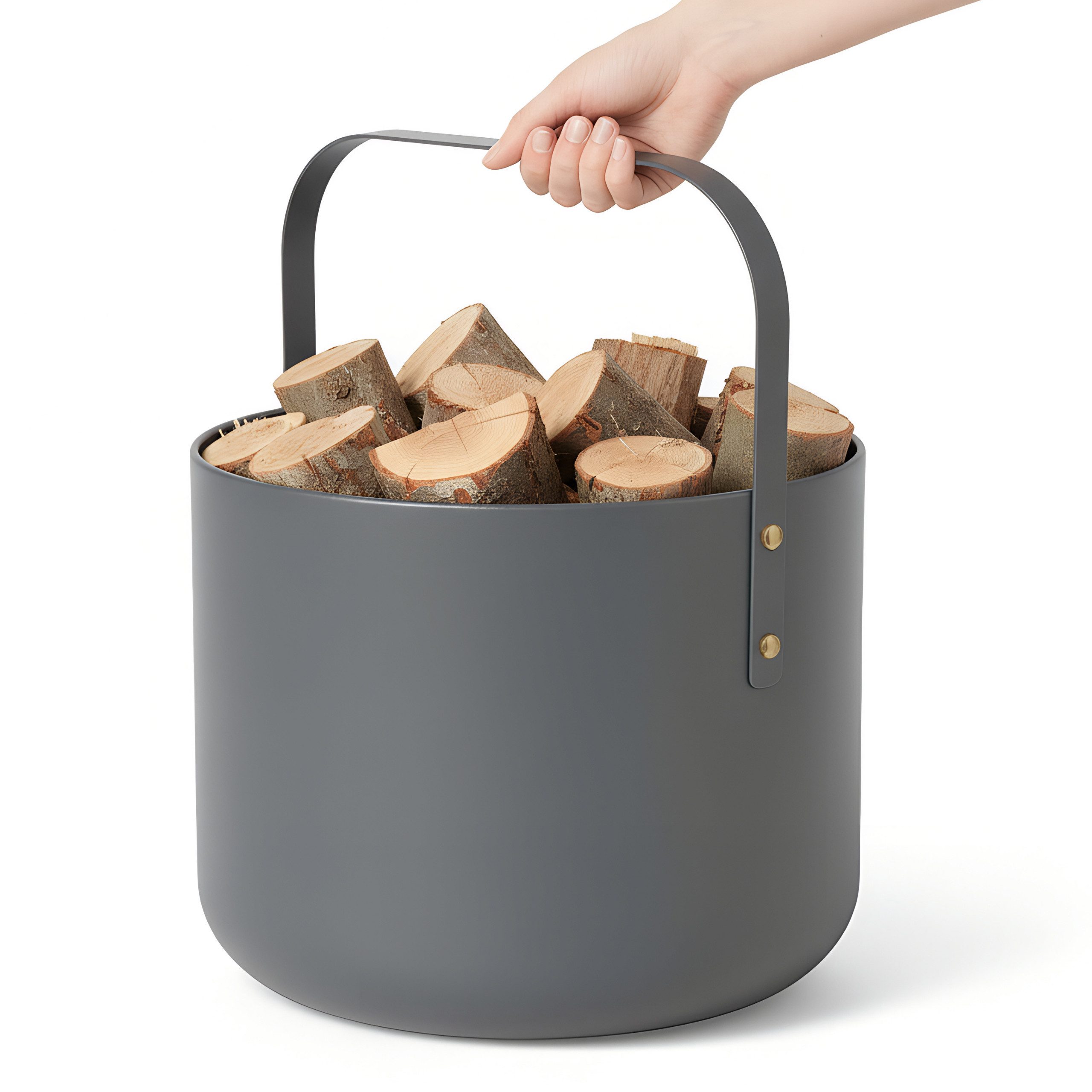 LIVLIG Kaminholzkorb Holzkorb Metall, Brennholzkorb, Kaminzubehör, Aufbewahrungskorb, elegantes Design, robustes Metall, stabiler Henkel, vielseitig nutzbar