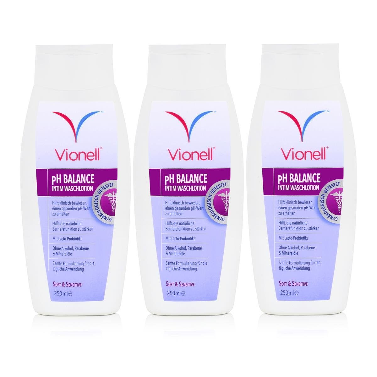 Vionell Duschcreme Vionell Intim Waschlotion pH Balance Soft & Sensitive 250ml (3er Pack)