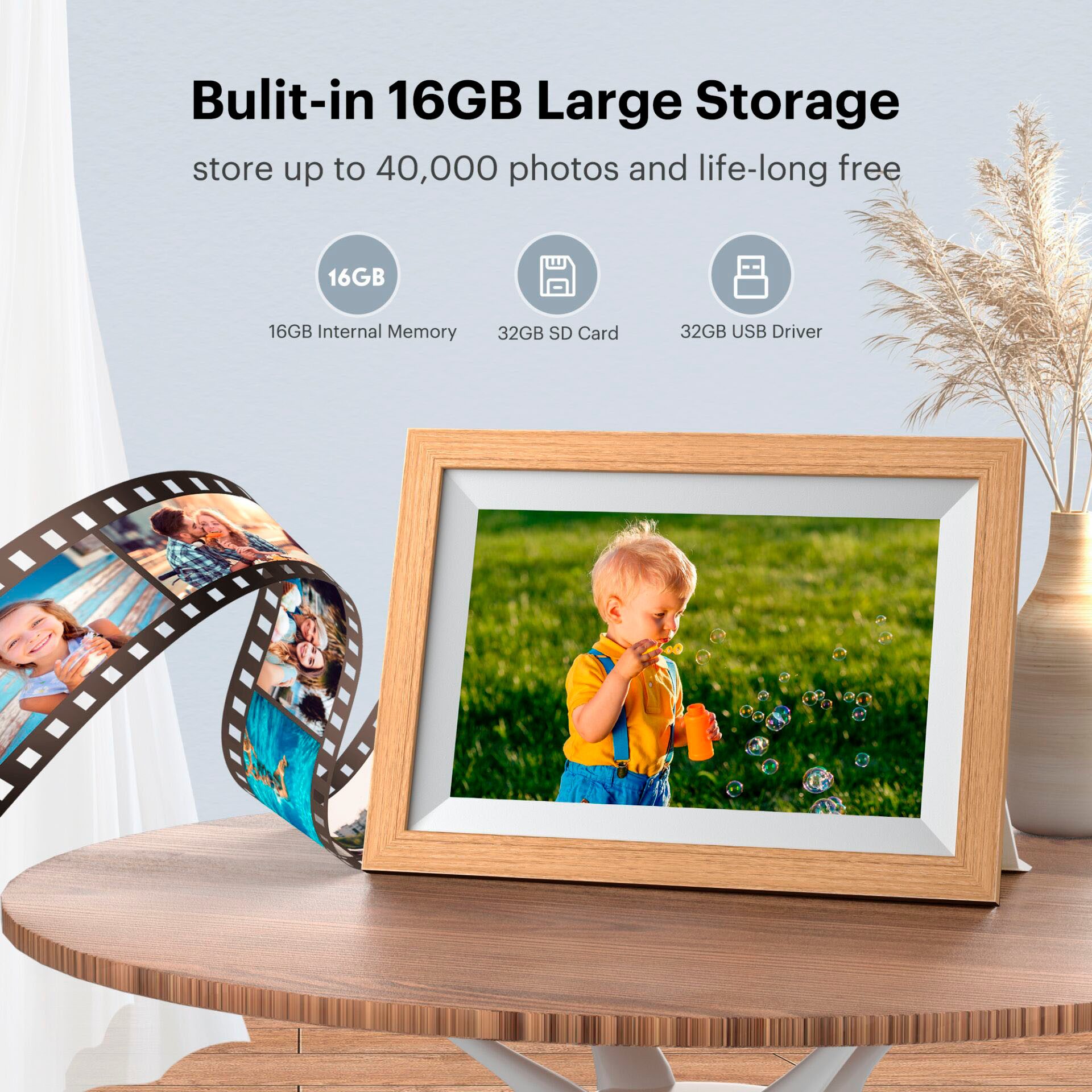 Kodak RCF-1012W WiFi Digitaler Bilderrahmen (25 cm/10 ", 1280 x 800 Pixel, 32 GB) – Bild 3 von 5