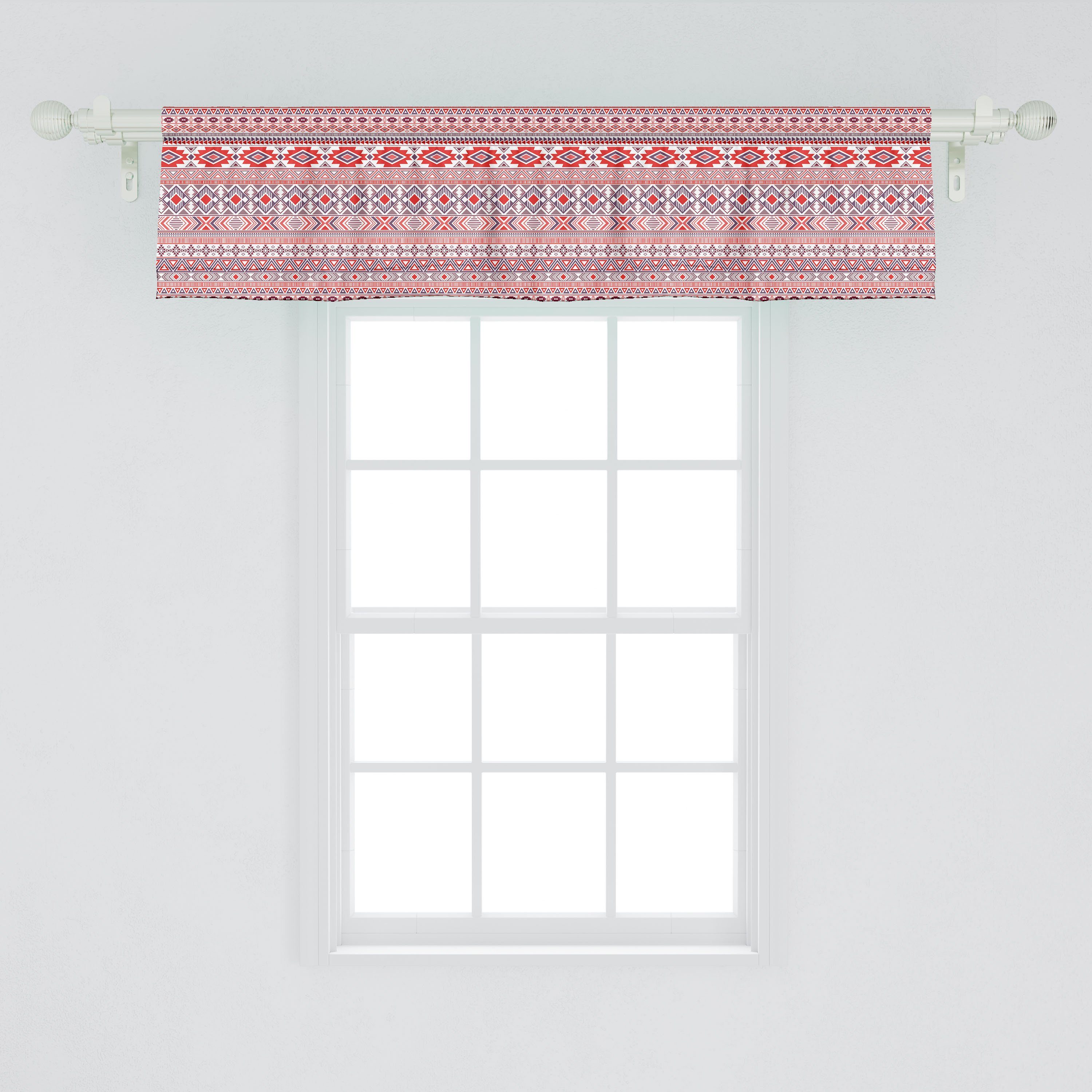 Scheibengardine Vorhang Volant für Küche Aztekisch mit ethnische Abakuhaus, Repetitive Schlafzimmer Microfaser, Stangentasche, Dekor Abstrakt