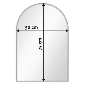 PHOTOLINI Spiegel mit Metallrahmen, Wandspiegel halbrund, schmaler Rahmen 50x75 cm