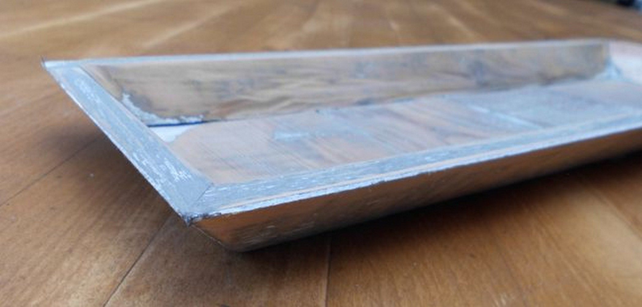 Deko-Impression Dekotablett Charmantes Deko-Tablett Holz shabby grau-beige-weiß 45x16 cm (1 St)