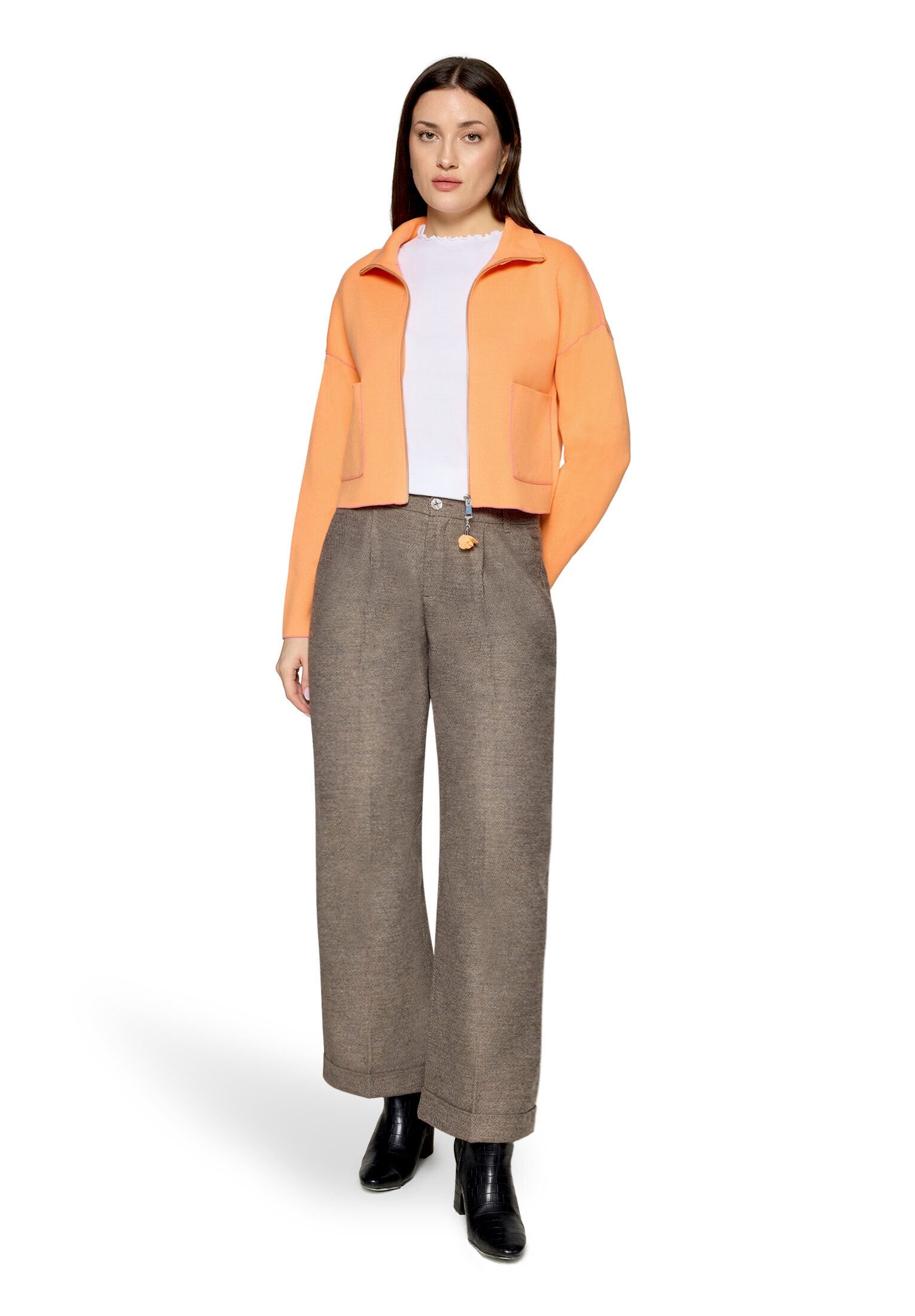 Cartoon Strickjacke Damen mit Stehkragen (1-tlg)
