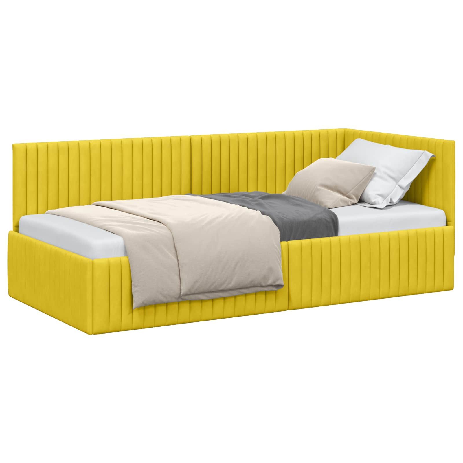 vidaXL Bett Eckbettgestell mit Kopfteil Gelb 90 cm x 190 cm Samt (1-tlg) günstig online kaufen